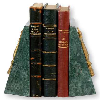 Marble and Brass Scale of Justice Bookends, Pair