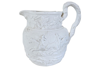 Antique Salt Glazed Jug w/ Hunt Scene