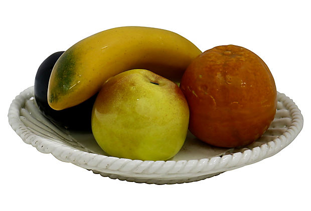 Midcentury Trompe l'Oeil Fruit Plate