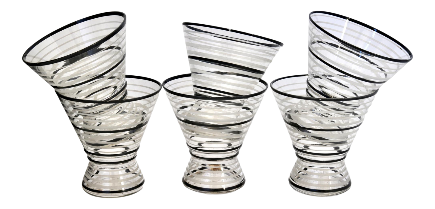 Vintage Mid-Century Cocktail Glasses, S/6