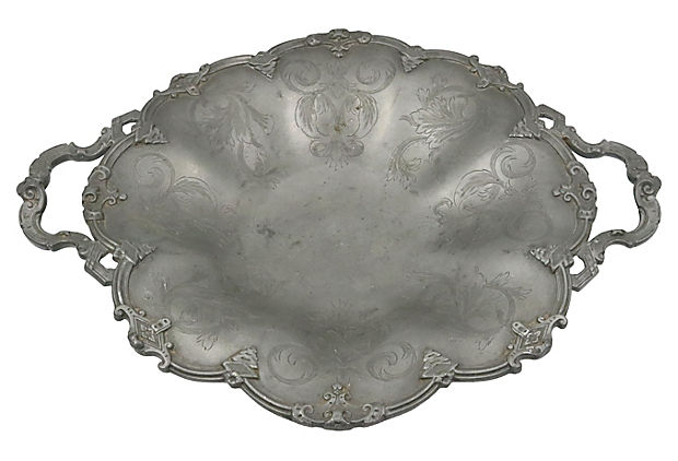 Antique English Pewter Pedestal Dish