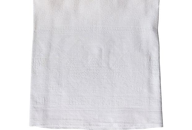 1920s French White Linen Dinner Napkins w/ Hand-Stitched "L N" Monogram, Set of 10