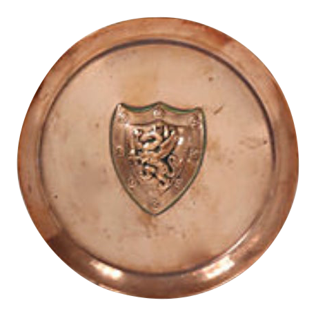 19th-C. Copper Coin Dish W/ Crest