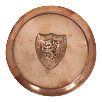 19th-C. Copper Coin Dish W/ Crest