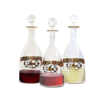 French Enameled Liquor Decanters, Set of 3