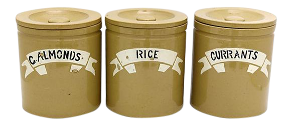 19th-C. Stoneware Kitchen Canisters | Set of 3