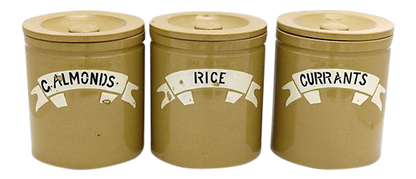 19th-C. Stoneware Kitchen Canisters | Set of 3