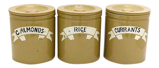 19th-C. Stoneware Kitchen Canisters | Set of 3