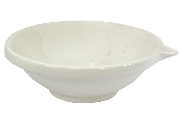 Antique White Ironstone Dairy Bowl