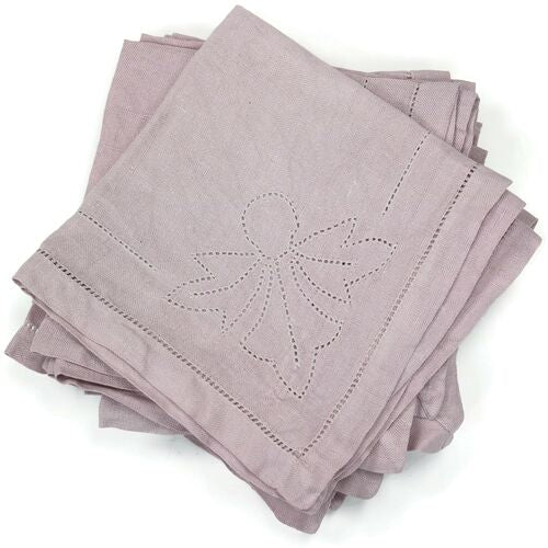 1920s French Lavender Linen Cocktail Napkins, Set of 11