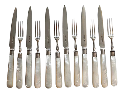 Sterling & Pearl Cutlery, 12 Pcs, Dated 1928