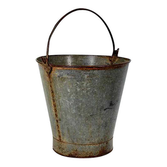 Antique French Galvanized Zinc Riveted Bucket