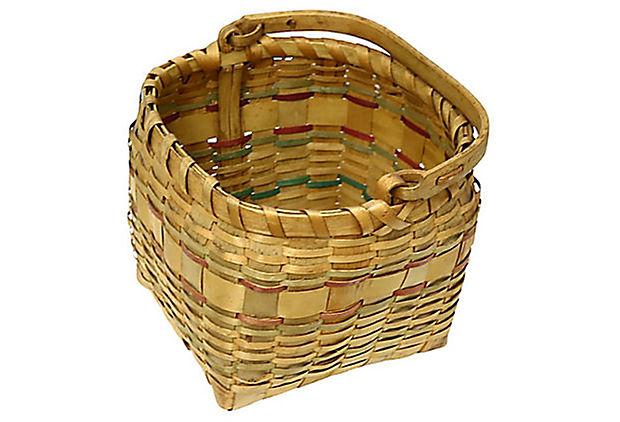 Late 20th Century Maine Indigenous Swing-Handle Basket