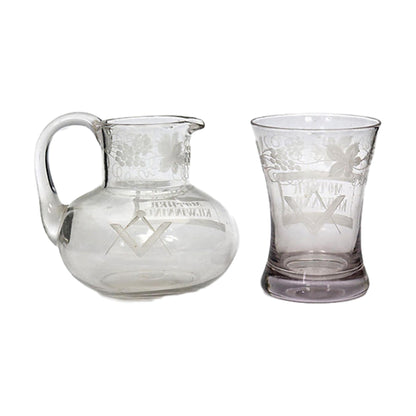 19th-C. Masonic Lodge Beverage Set, 2 Pieces