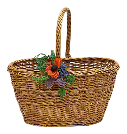 Midcentury French Wicker Market Basket