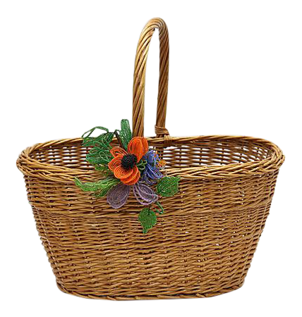 Midcentury French Wicker Market Basket