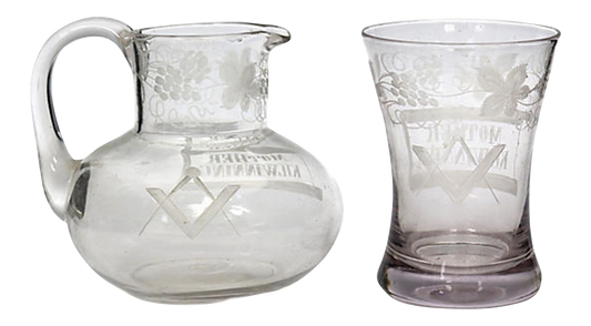 19th-C. Masonic Lodge Beverage Set, 2 Pieces