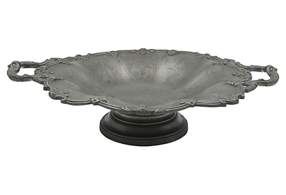 Antique English Pewter Pedestal Dish