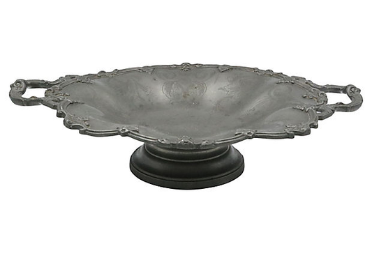 Antique English Pewter Pedestal Dish