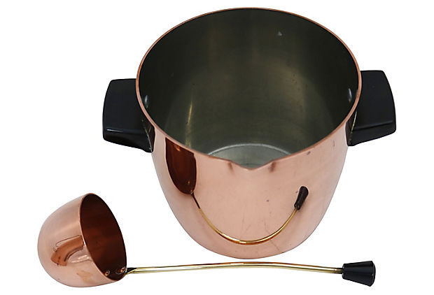 Midcentury English Copper Ice Bucket & Ladle