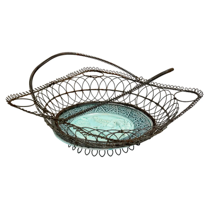 Midcentury French Majolica Serving Basket