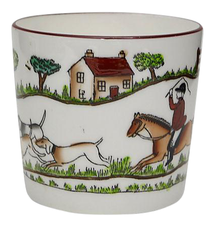 Crown Staffordshire Style English Hunting Scene Open Jam Pot