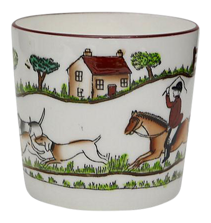 Crown Staffordshire Style English Hunting Scene Open Jam Pot