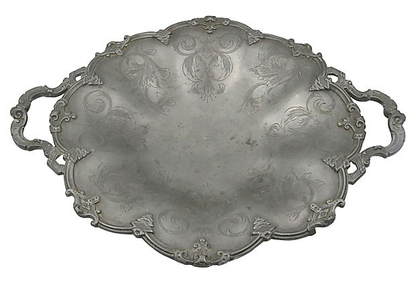 Antique English Pewter Pedestal Dish