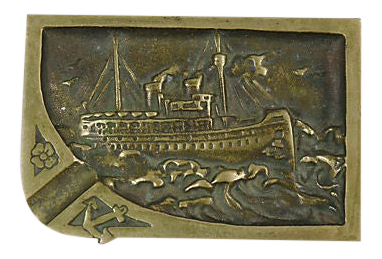 19th-C. English Brass Steamliner Ashtray