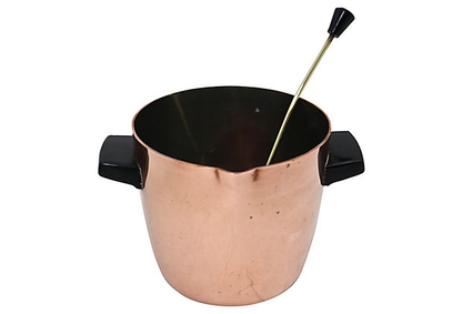 Midcentury English Copper Ice Bucket & Ladle