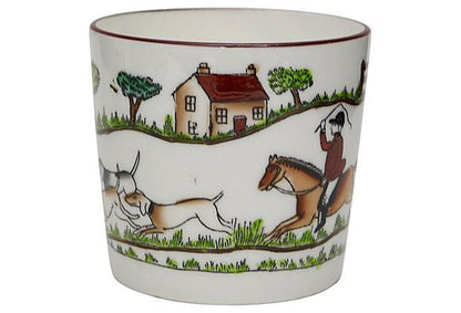 Crown Staffordshire Style English Hunting Scene Open Jam Pot