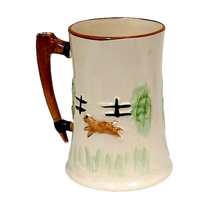 Midcentury Hand-Painted Tally Ho Hunt Scene Tankard