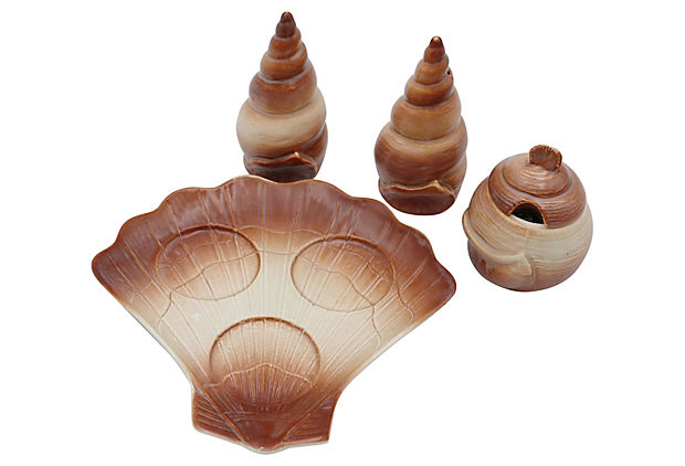 Vintage Carlton Ware English Seashell Cruet Set