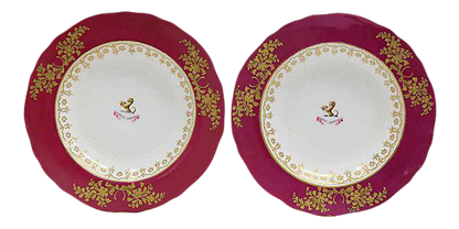 19th-C. Armorial Crested Bowls,  a Pair