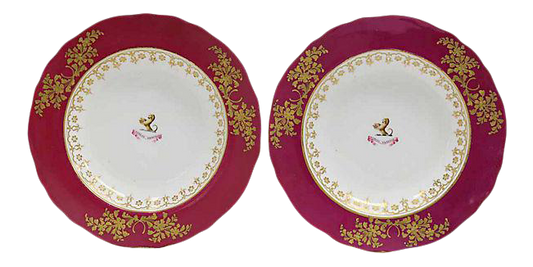 19th-C. Armorial Crested Bowls,  a Pair