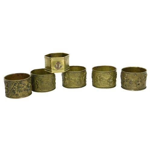 Antique Assorted French Napkin Rings- Set of 6