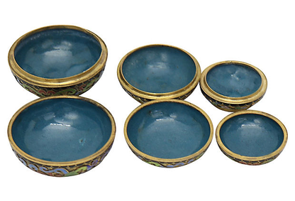 French Cloisonné Trinket Boxes, Set of 3