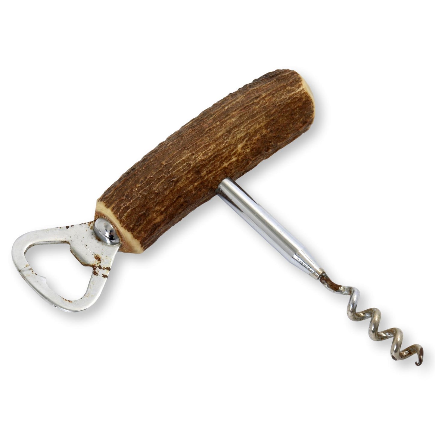 Mid-Century English Natural Antler Corkscrew / Bottle Opener Combo