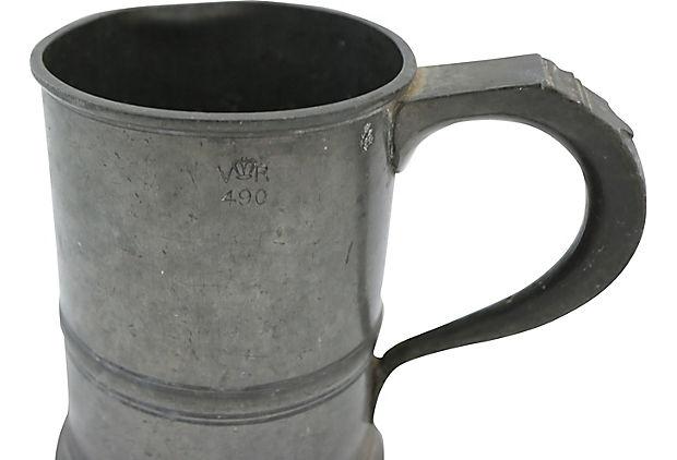 Antique Victorian Pewter Beer Tankard