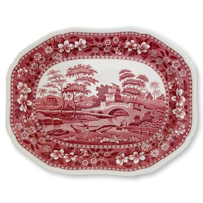 Early 1900s Red Spodes Tower Turkey Platter