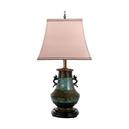 Antique Cloisonné Bronze Lamp