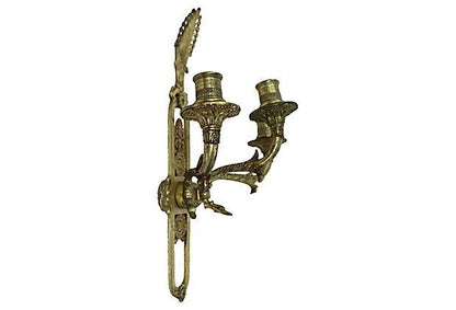 1920s Heavy French Brass Wall Sconce