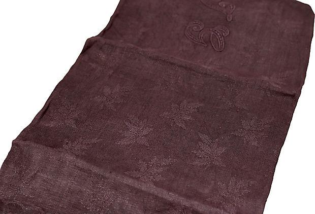 1920s French Plum Linen Dinner Napkins w/ Hand-Stitched "J G" Monogram, Set of Six