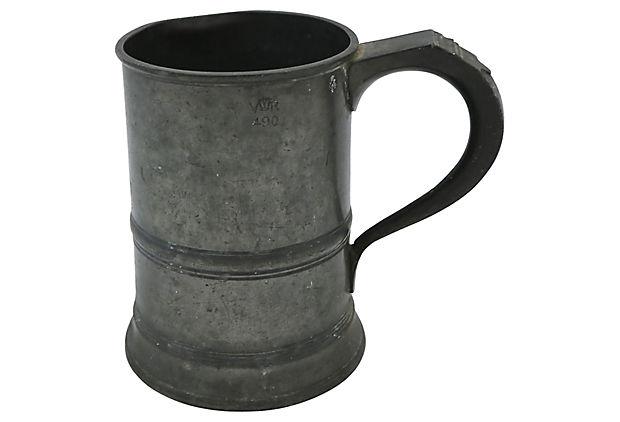 Antique Victorian Pewter Beer Tankard