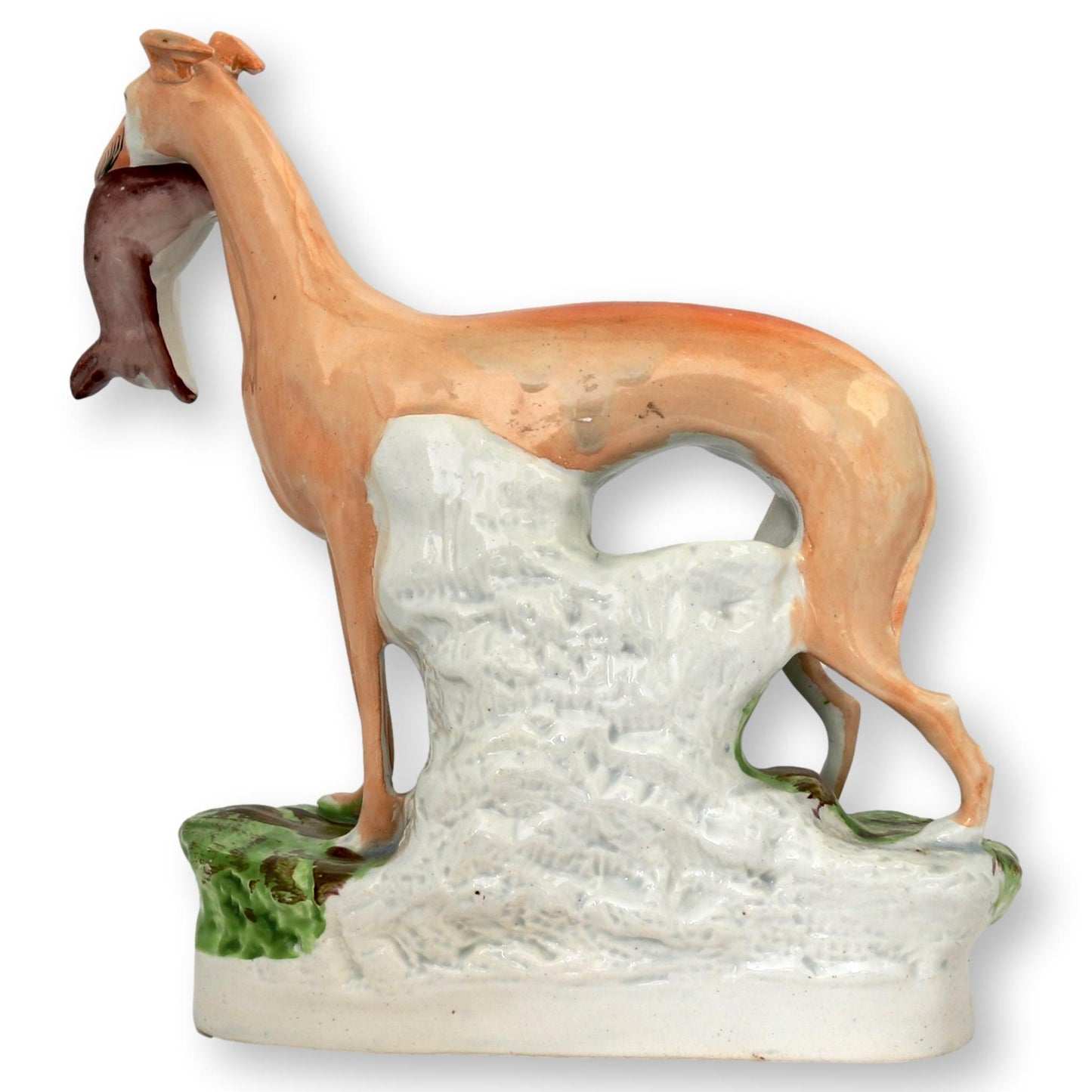 Antique Staffordshire Hunting Greyhound With Rabbit