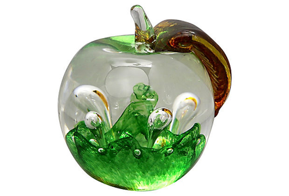 1960s Scottish Art Glass Apple Paperweight