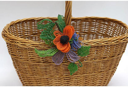 Midcentury French Wicker Market Basket