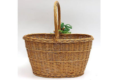 Midcentury French Wicker Market Basket