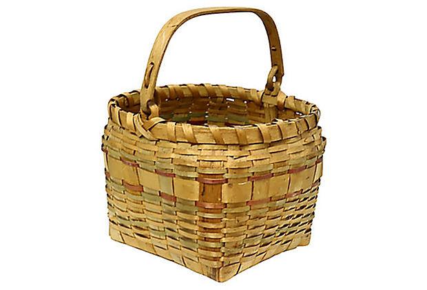 Late 20th Century Maine Indigenous Swing-Handle Basket