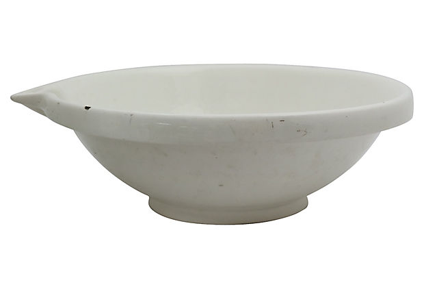 Antique White Ironstone Dairy Bowl